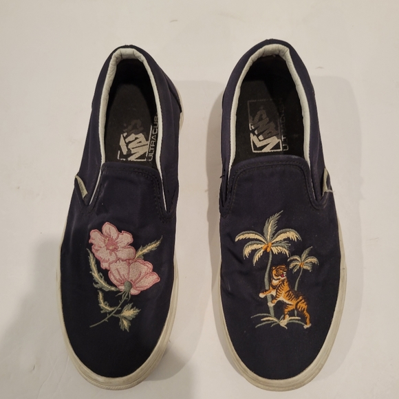 Vans floral tiger palm tree slip on sneakers 7.5 - Picture 1 of 11